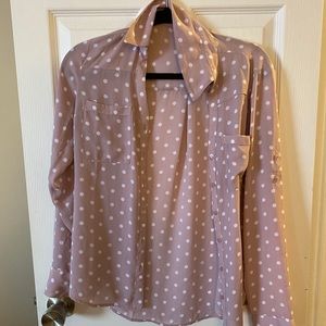 Express Pink Polka Dot Dress Blouse